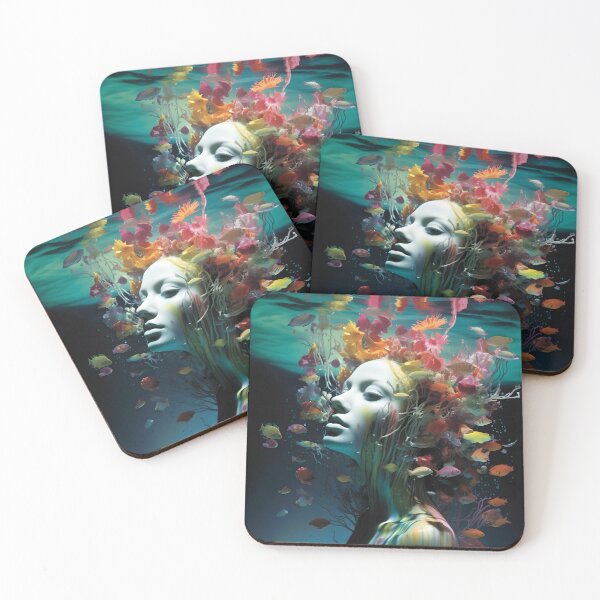 Item preview, Underwater psychedelic woman digital print designed and sold by dcrc.