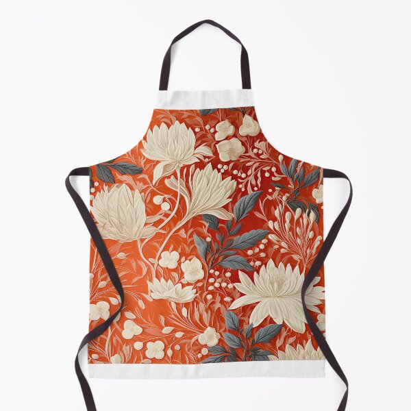 Item preview, White and gray floral on red background designed and sold by GDF-Karalee.