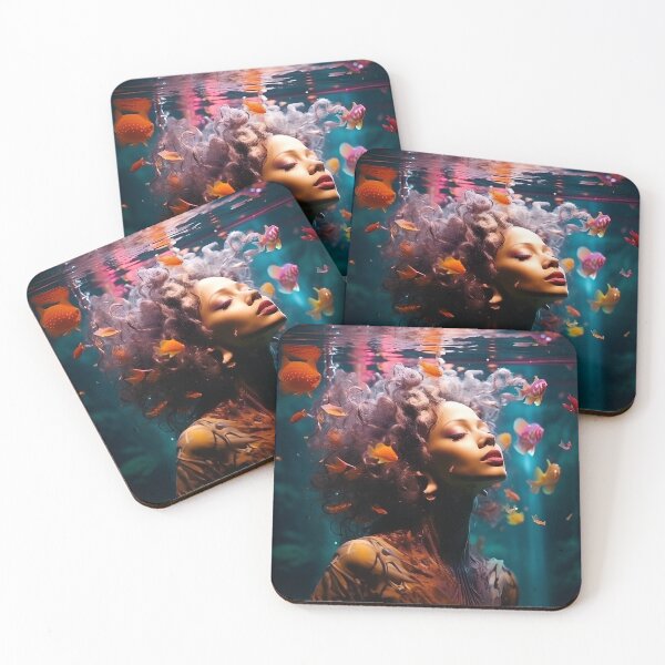 Item preview, Underwater psychedelic woman digital print designed and sold by dcrc.