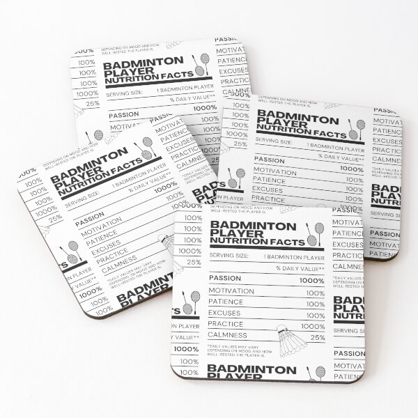 Item preview, Badminton Player Nutrition Facts - Black on White - Funny Memes Rackets Shuttlecock designed and sold by Millusti.