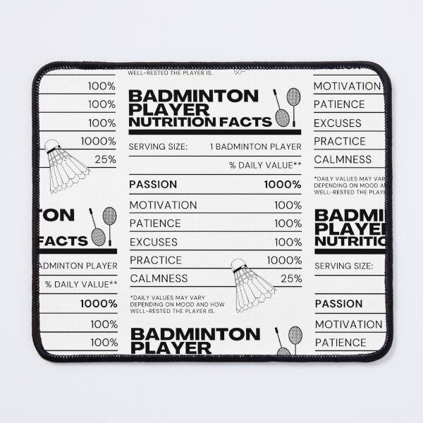 Item preview, Badminton Player Nutrition Facts - Black on White - Funny Memes Rackets Shuttlecock designed and sold by Millusti.