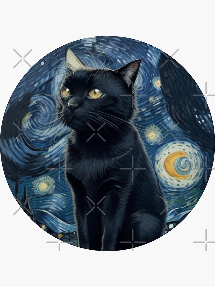 Van gogh Starry Night Cat  Sticker for Sale by Vangoholic