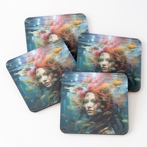 Item preview, Underwater psychedelic woman digital print designed and sold by dcrc.