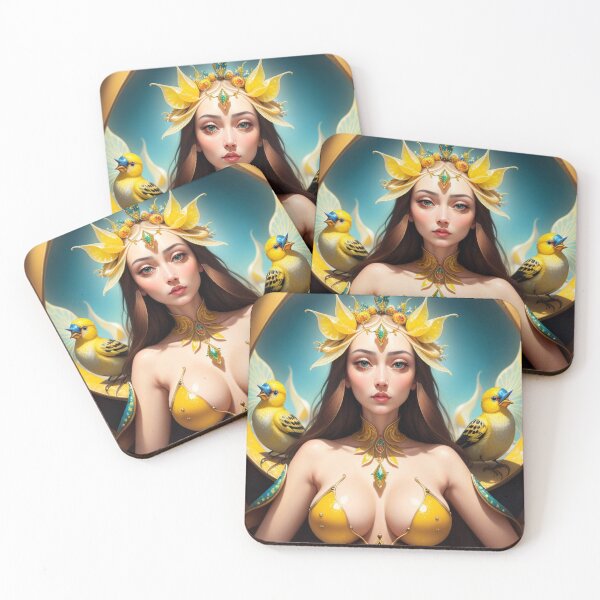 Item preview, Aureate Beauty: Stunning Woman Adorned in Elegance, Set Against a Golden Backdrop designed and sold by ZenithVesper.