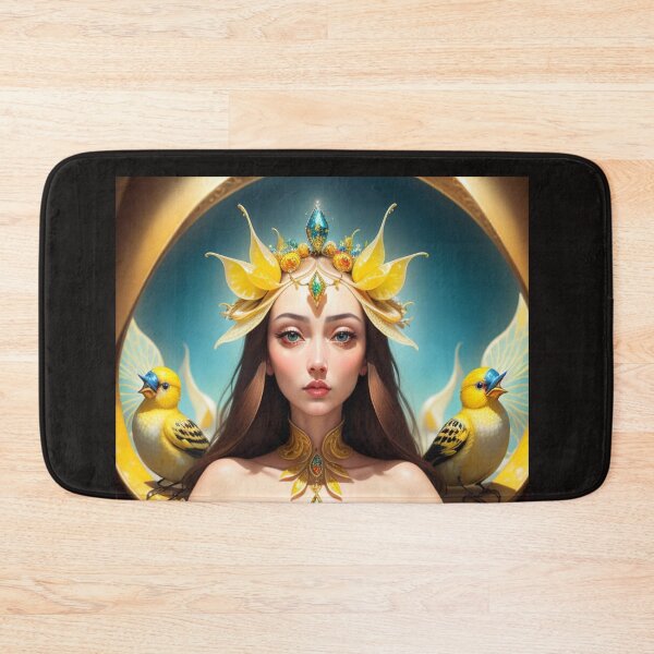 Item preview, Aureate Beauty: Stunning Woman Adorned in Elegance, Set Against a Golden Backdrop designed and sold by ZenithVesper.