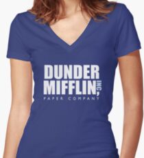 Dunder Mifflin The Office Logo Women's Fitted V-Neck T-Shirt