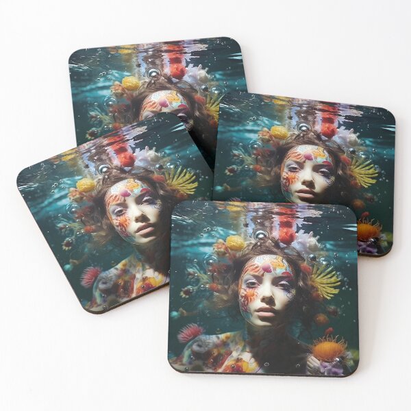 Item preview, Underwater psychedelic woman digital print designed and sold by dcrc.