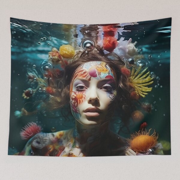Item preview, Underwater psychedelic woman digital print designed and sold by dcrc.