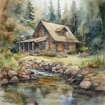 Rustic Cabin in the Woods Art Design Art Board Print for Sale by  appalachiamamaw