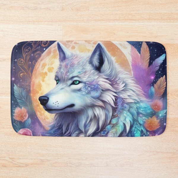 Item preview, Shimmering, Glitter, filigree, vibrant colors luminescent fantasy wolf  designed and sold by BirdsnStuff.