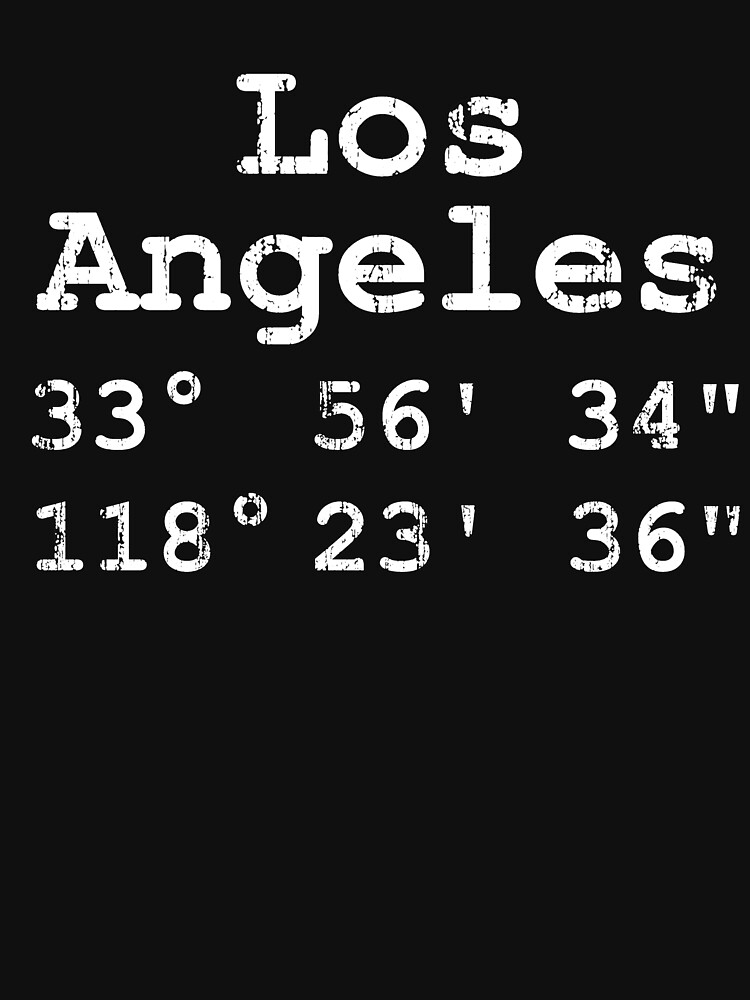 "Los Angeles Coordinates T-Shirt - Map XY Vintage" T-shirt by