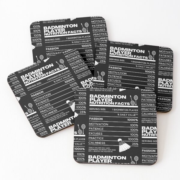 Item preview, Badminton Player Nutrition Facts - White on Black - Funny Memes Rackets Shuttlecock designed and sold by Millusti.