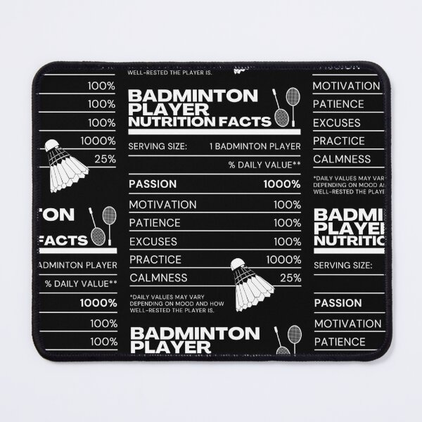 Item preview, Badminton Player Nutrition Facts - White on Black - Funny Memes Rackets Shuttlecock designed and sold by Millusti.