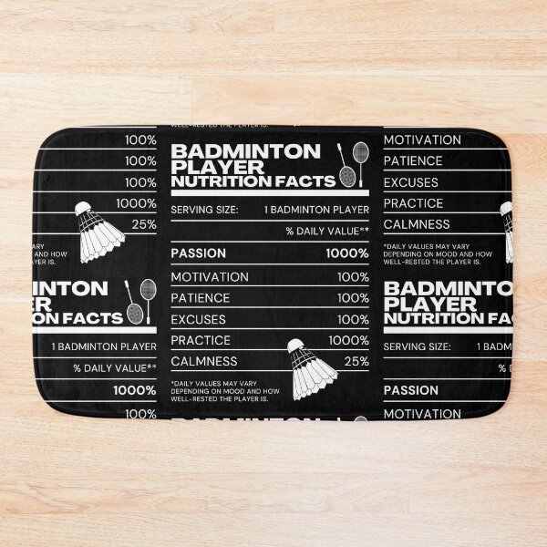 Item preview, Badminton Player Nutrition Facts - White on Black - Funny Memes Rackets Shuttlecock designed and sold by Millusti.