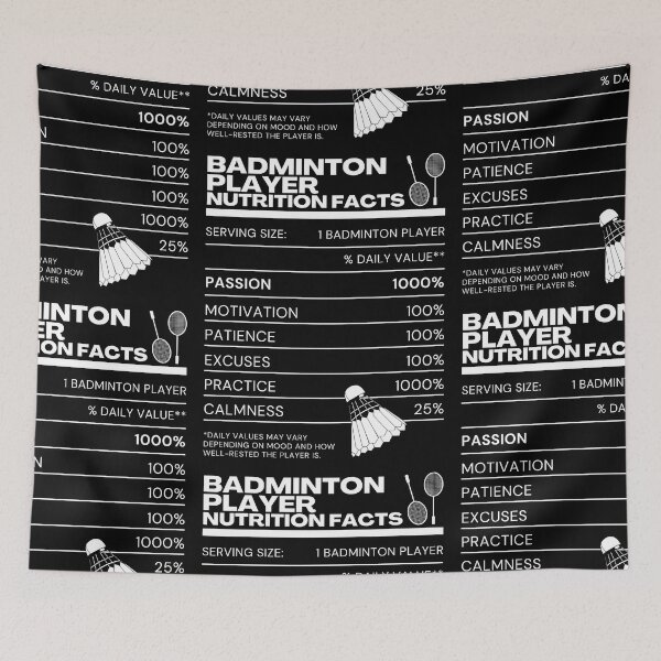 Item preview, Badminton Player Nutrition Facts - White on Black - Funny Memes Rackets Shuttlecock designed and sold by Millusti.