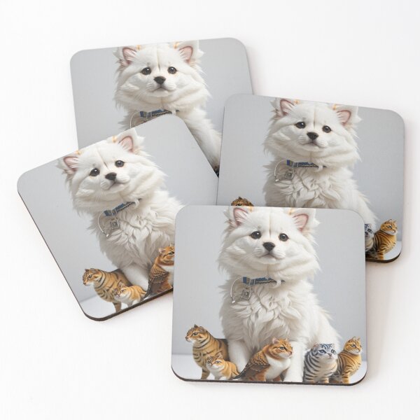 Item preview, White Dog & Tiger Cubs designed and sold by AuraInBusiness.