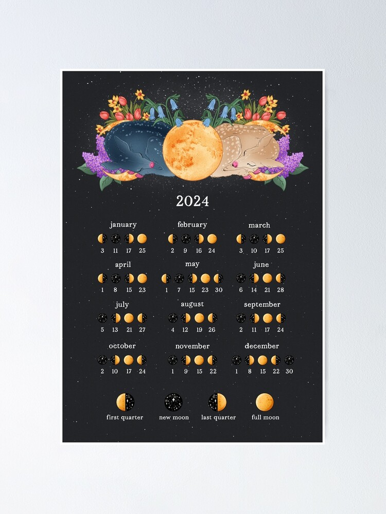 Poster for Sale avec l'œuvre « Calendrier des phases de la lune