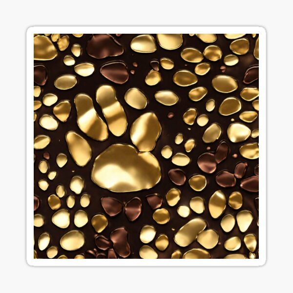 Gold And Chocolate Brown Dog Paw Print Pattern Gift Sticker