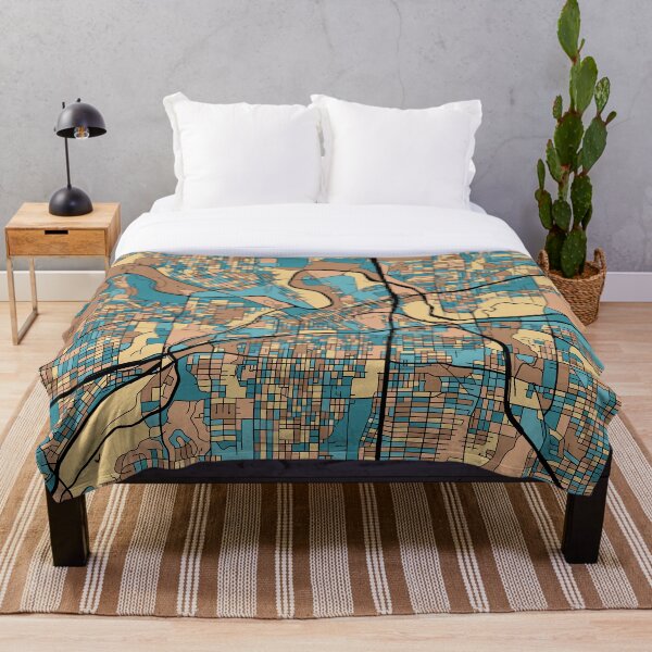 Item preview, Fort Worth Map Pattern in Mid Century Pastel designed and sold by PatternMaps.