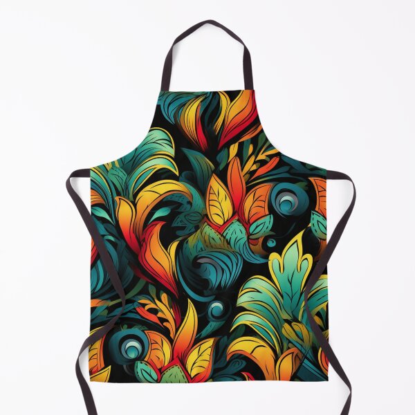 Item preview, Colorful fantasy pattern orange red green turquoise yellow ornaments designed and sold by G-M-Designs.
