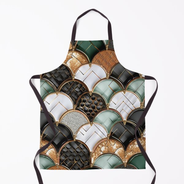 Item preview, Colorful fantasy pattern black white gold copper green ornament scales designed and sold by G-M-Designs.