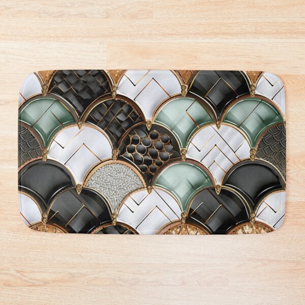 Item preview, Colorful fantasy pattern black white gold copper green ornament scales designed and sold by G-M-Designs.