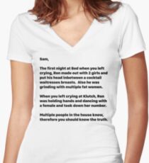Jersey Shore Letter to Sam Anonymous Women's Fitted V-Neck T-Shirt