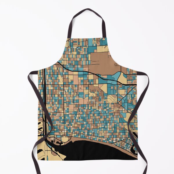 Artikelvorschau, Long Beach-Kartenmuster in Mid-Century-Pastell entworfen und verkauft von PatternMaps.