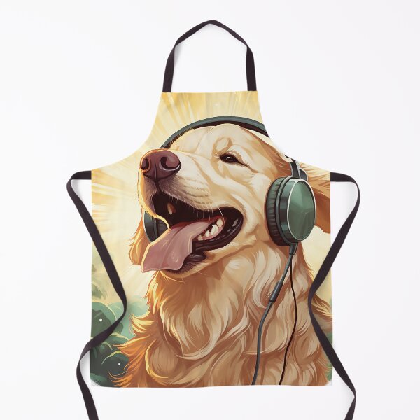 Item preview, Embrace the Melodies with 'Golden Grooves': The Golden Retriever Enjoying Music with Headphones designed and sold by Christian Weiss.