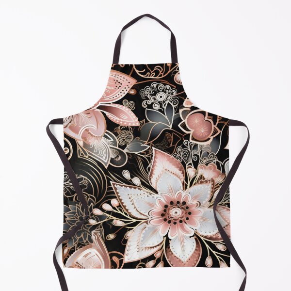 Item preview, Colorful fantasy pattern black white gold copper pink ornament flowers designed and sold by G-M-Designs.