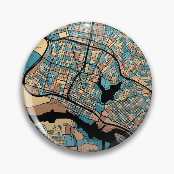 Aperçu de l'œuvre Motif de carte d'Oakland au pastel du milieu du siècle créée et vendue par PatternMaps.