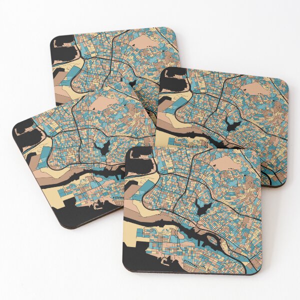 Item preview, Oakland Map Pattern in Mid Century Pastel designed and sold by PatternMaps.