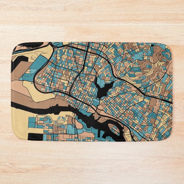 Item preview, Oakland Map Pattern in Mid Century Pastel designed and sold by PatternMaps.