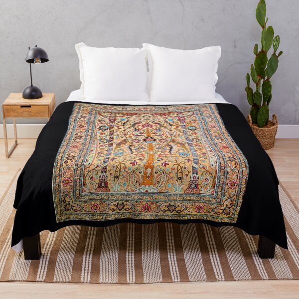 Item preview, Tehran Antique Silk Persian Carpet Print Throw designed and sold by doaaalmppfd89.