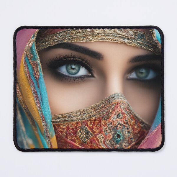 Item preview, Beautiful arabic woman portrait with colorful face veil designed and sold by RK - Shop.