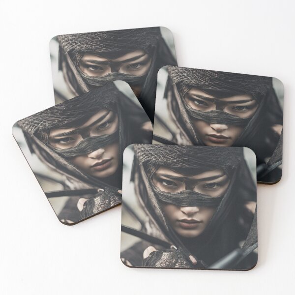 Item preview, Kunoichi female shinobi warrior closeup portrait designed and sold by RK - Shop.