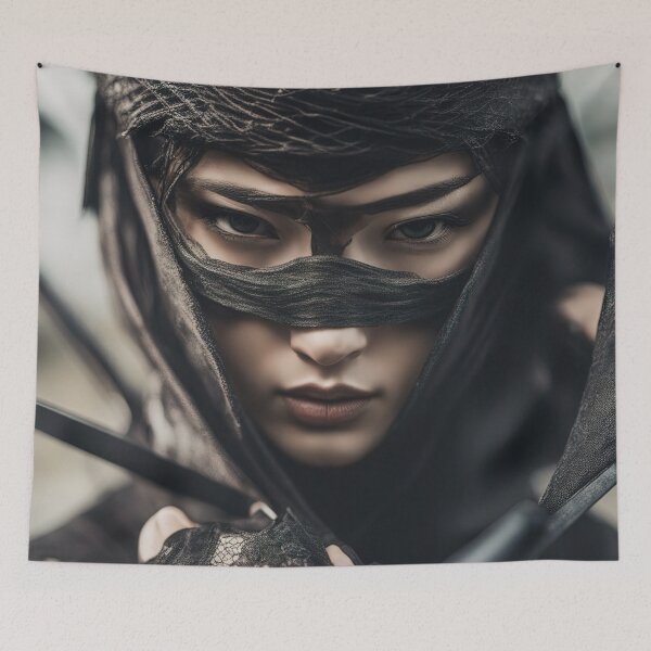 Item preview, Kunoichi female shinobi warrior closeup portrait designed and sold by RK - Shop.