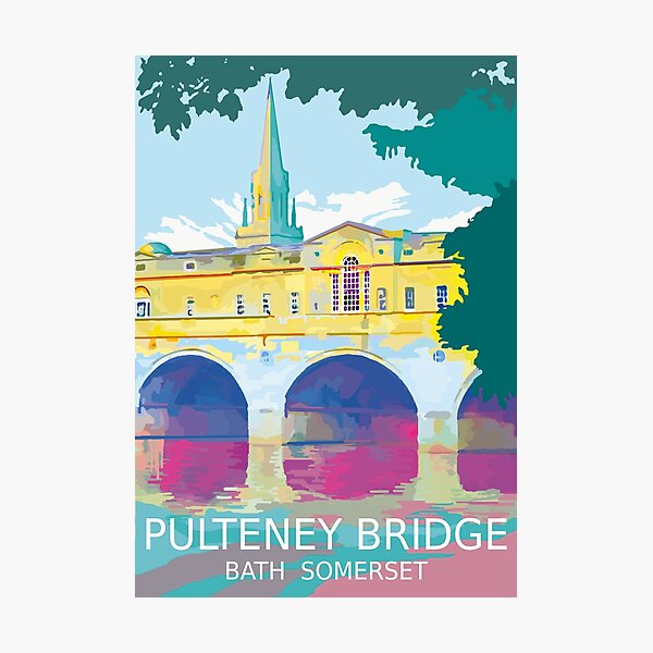 Pulteney Bridge Bath Somerset Travel Poster Photographic Print