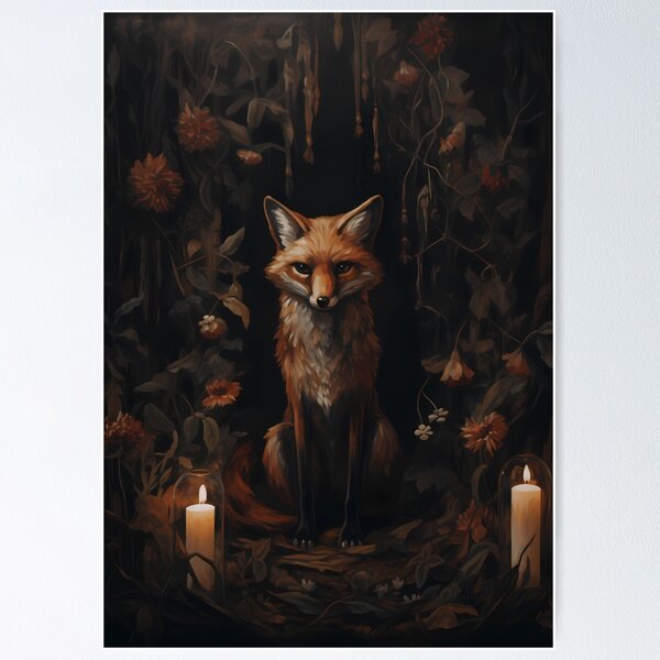 Item preview, Cunning fox dark academia gothic cottagecore decor designed and sold by Mehak  Khan.