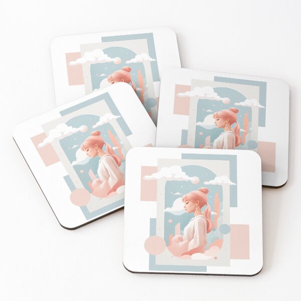 Item preview, A pink-haired woman stands among the misty clouds. designed and sold by Piano-pn.