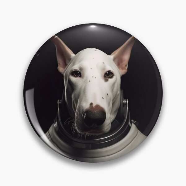 Item preview, portrait of a bull terrier dog in a spacesuit against the background of space designed and sold by JoBlack1.
