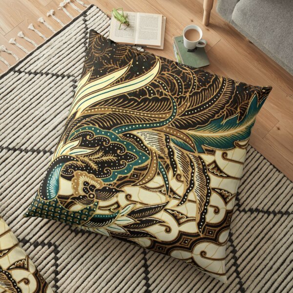Pattern Charcoal Bird Floor Pillow