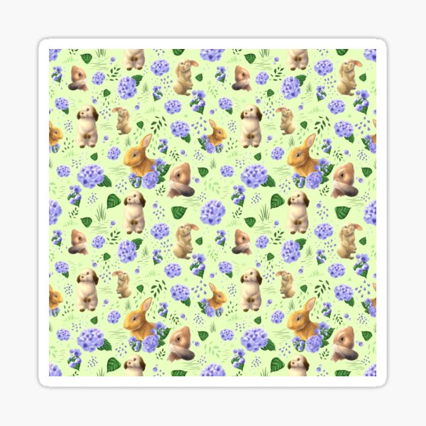 Bunnies and Hydrangeas Sticker