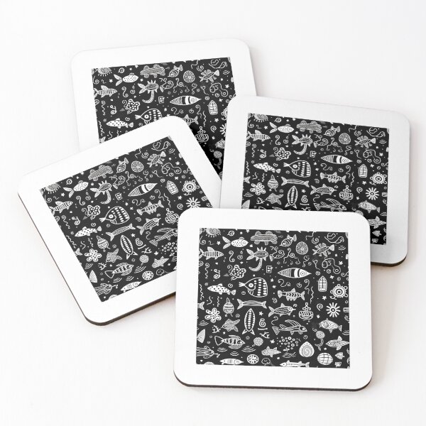 Item preview, cartoon fishes on black designed and sold by Mike Kiev art.