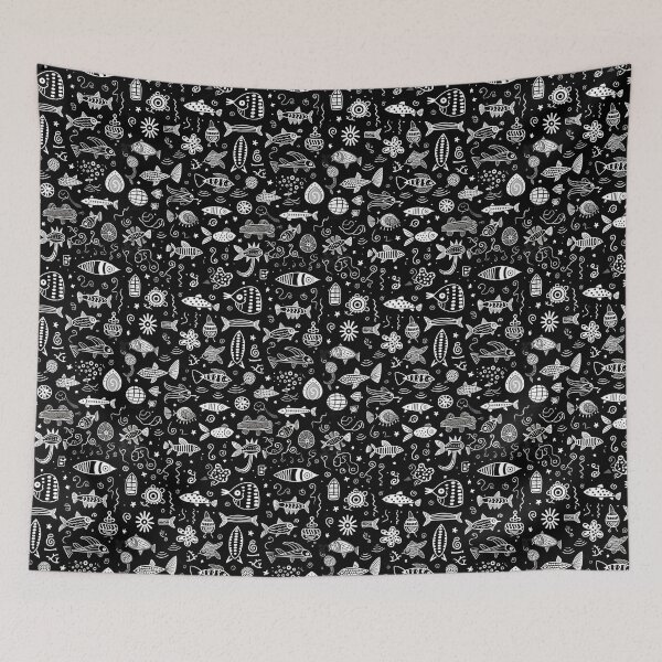 Item preview, cartoon fishes on black designed and sold by Mike Kiev art.