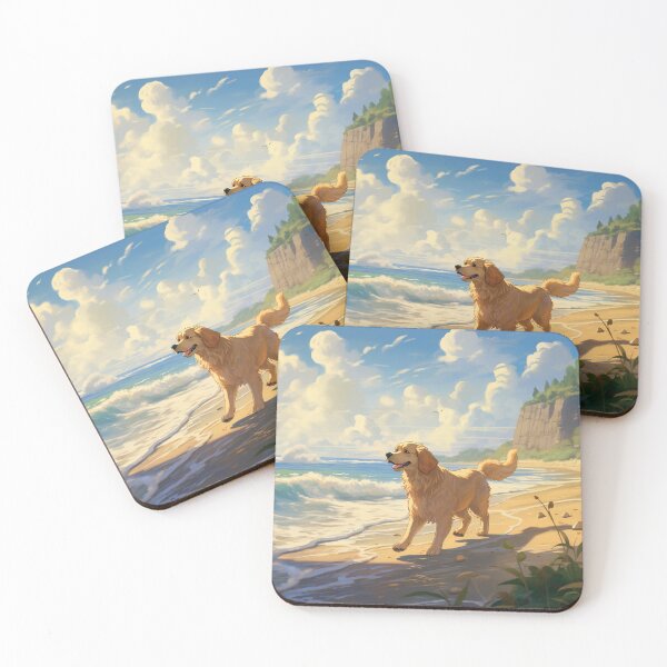 Item preview, Discover 'Shoreline Companion': A Dog's Serene Beachside Reverie designed and sold by Christian Weiss.