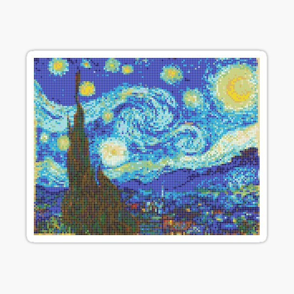 Van Gogh starry night pixel art  Sticker for Sale by zuzutr