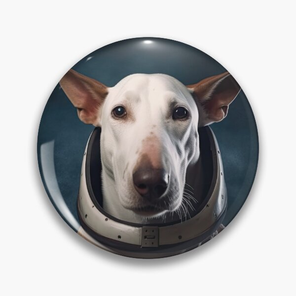 Item preview, portrait of a bull terrier dog in a spacesuit against the background of space designed and sold by JoBlack1.