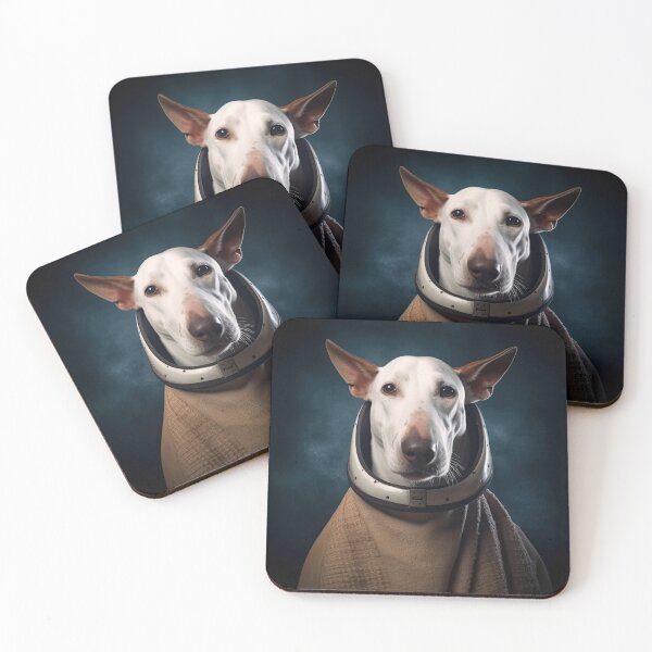 Item preview, portrait of a bull terrier dog in a spacesuit against the background of space designed and sold by JoBlack1.