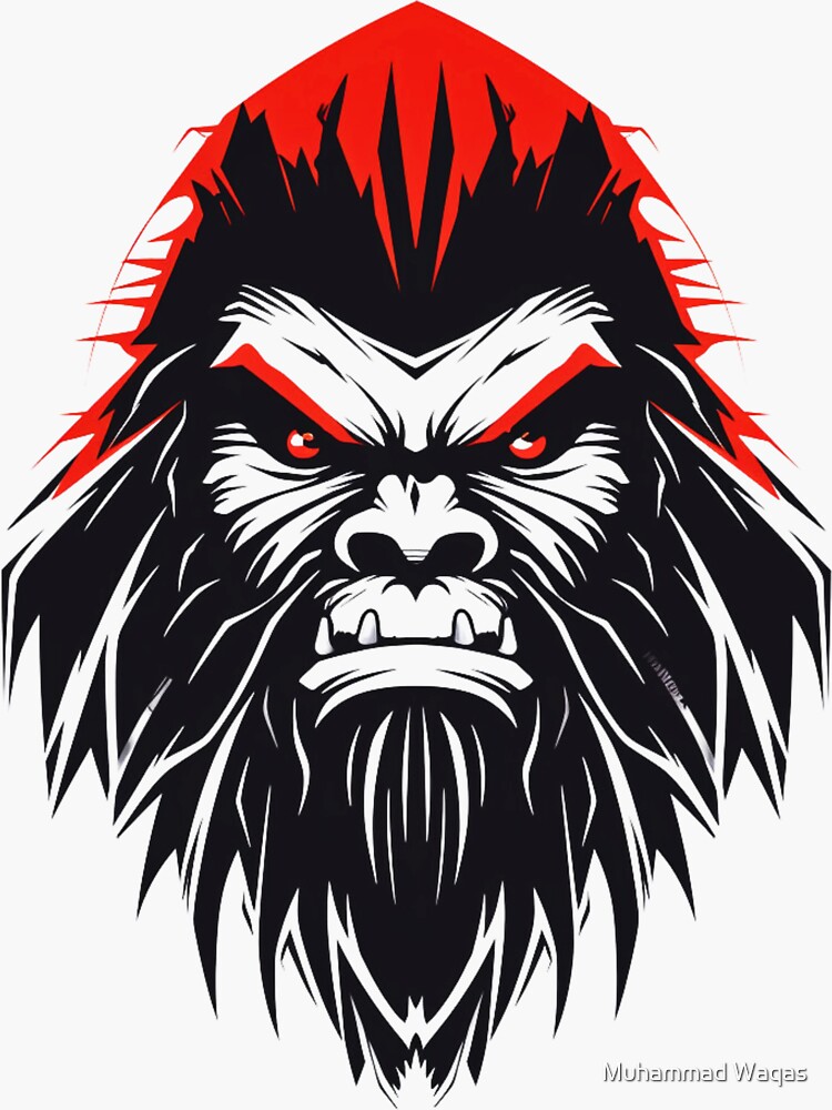 Ferocious Gorilla Head - Vinyl Sticker Graphic - Sticker Decal